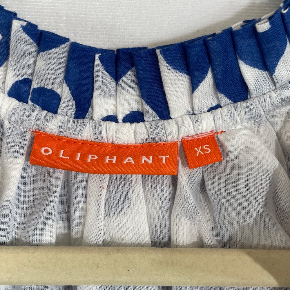Oliphant Dress XS united Arrows Blue White Print Tiered Lightweight Cotton EUC - Picture 3 of 11